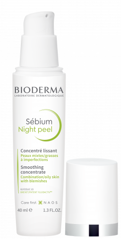 BIODERMA termékfotó, Sebium Nightpeel 40ml, éjszakai ápoló aknéra hajlamos bőrre